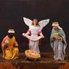 Christmas Nativity Figurines Holy Family Figure with Donkey Nativity Figure,Table Ornament Religious Christmas Decors