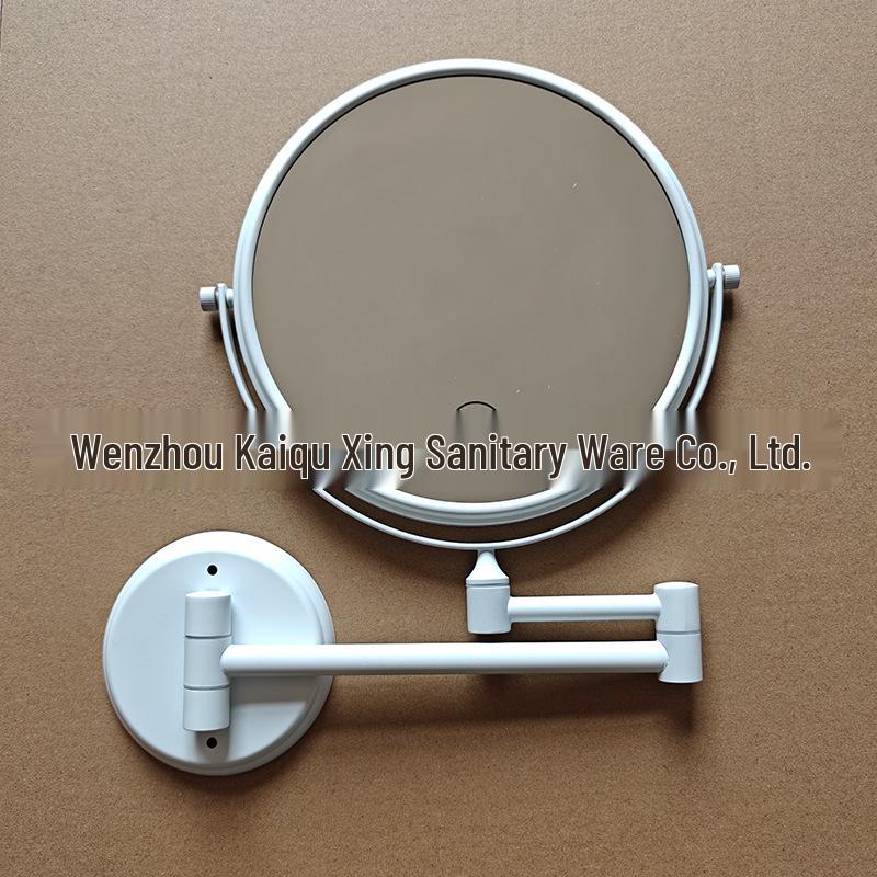 Dual-Sided Retractable Wall-Mounted Makeup Mirror - Self-Adhesive, No Drilling Required