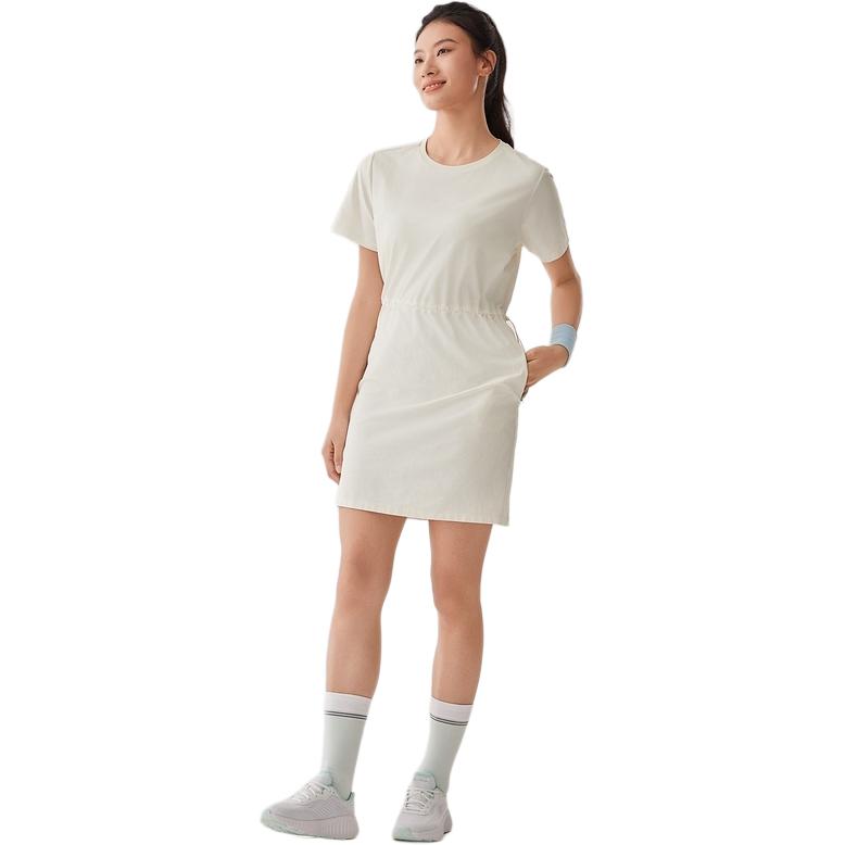 Skechers Godri Simple Knitted Breathable Sports Short Sleeve Dress Women dresses Tofu-White P225W175-0211