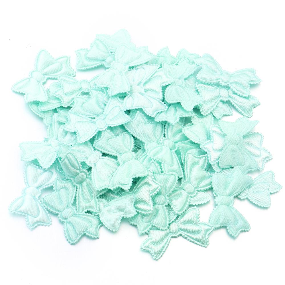 50pcs/lot 19x31mm Fabric Sponge Bow Patches Colorful Bows Flower Appliques For Sewing Clothing DIY Wedding Party Decoration