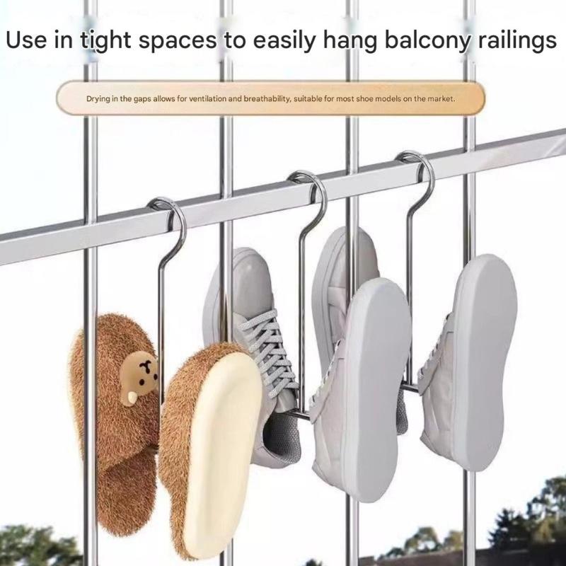Strong Shoe Drying Rack Shoe Hangers For Outdoor Use Crafted From Premium Metal For Balcony Apartments Small Rooms