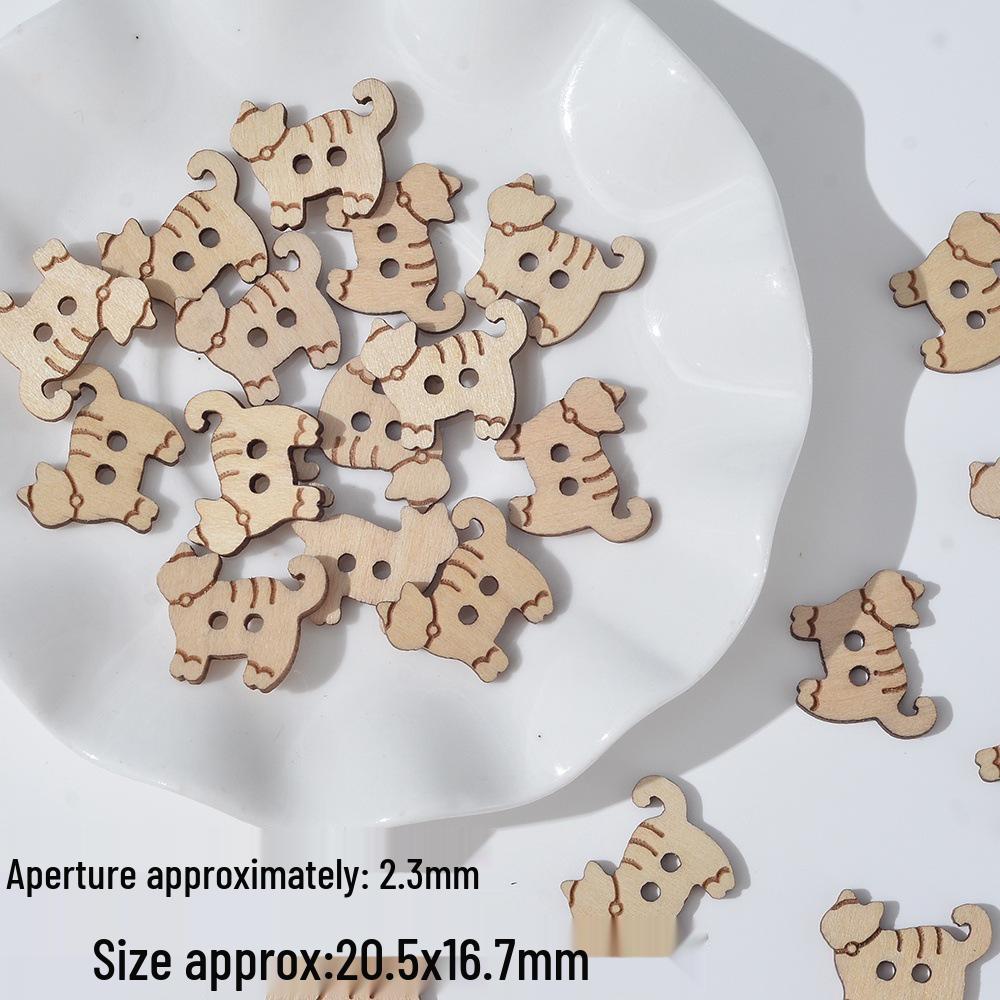 Teddy Bear & Kitten Cartoon Wood Buttons - DIY Bracelet & Necklace Beading Kit