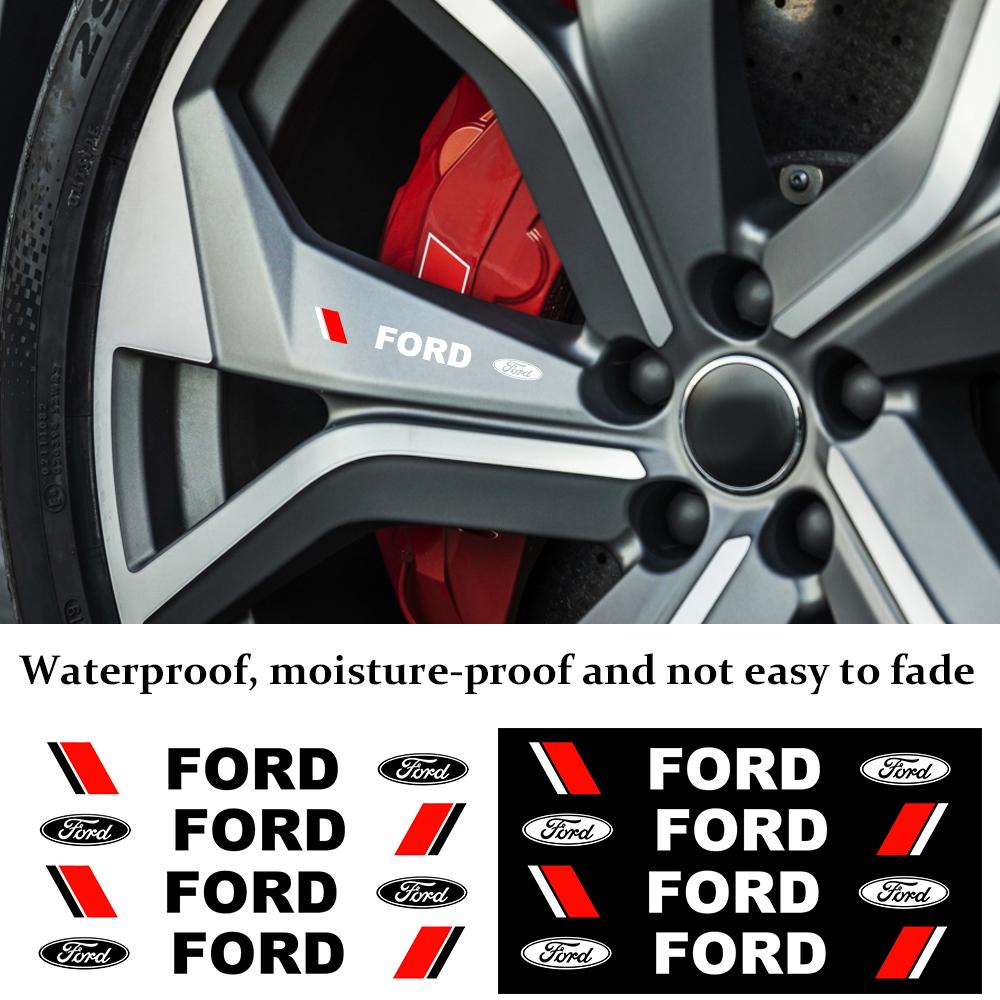 TRR600-4PCS Car Door Handle Emblem Decals Wheel Rims Body Decoration Stickers For Ford Focus Fiesta Ranger Mondeo S-MAX Kuga Mustang