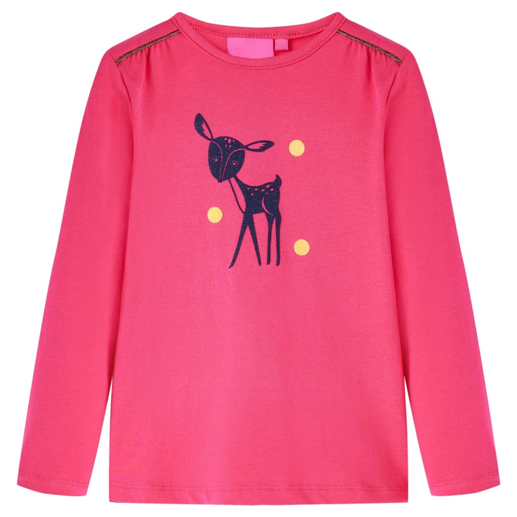 Kinder Langarmshirt Knallrosa 128