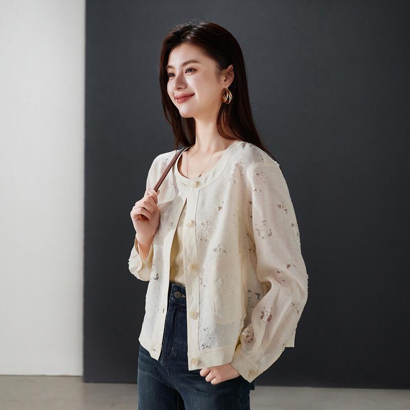 Женская жаккардовая короткая куртка SOFSIL с круглым вырезом S