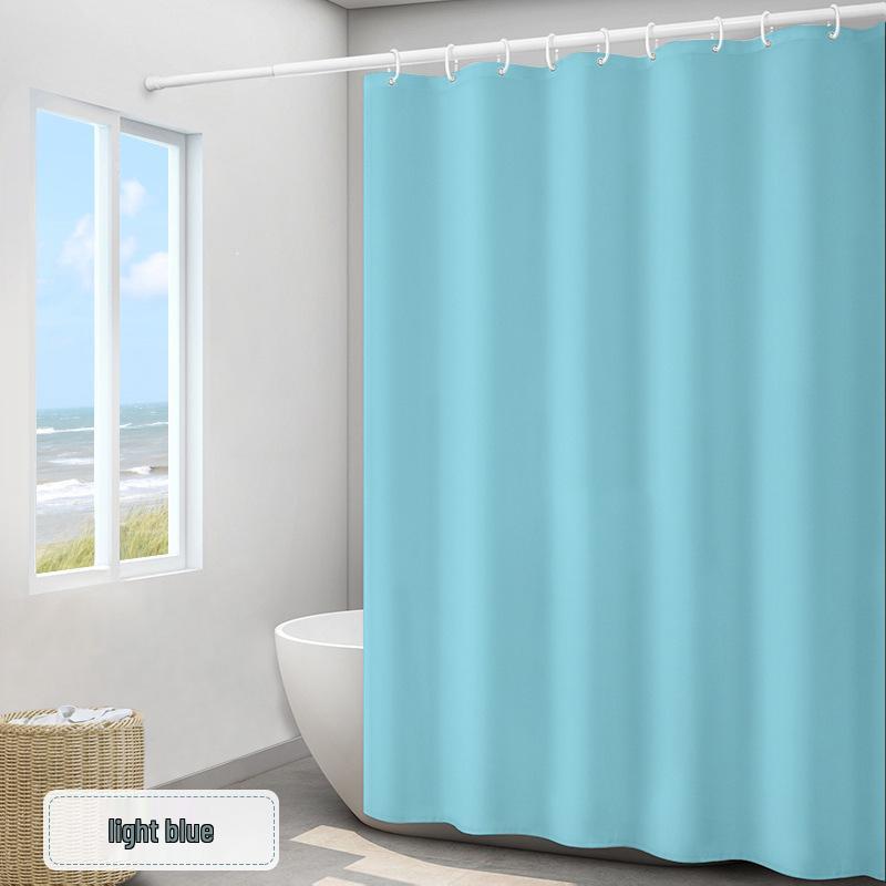 Thickened Waterproof Polyester Shower Curtain - Mildew-Proof Solid Color for Bathrooms and Hotels