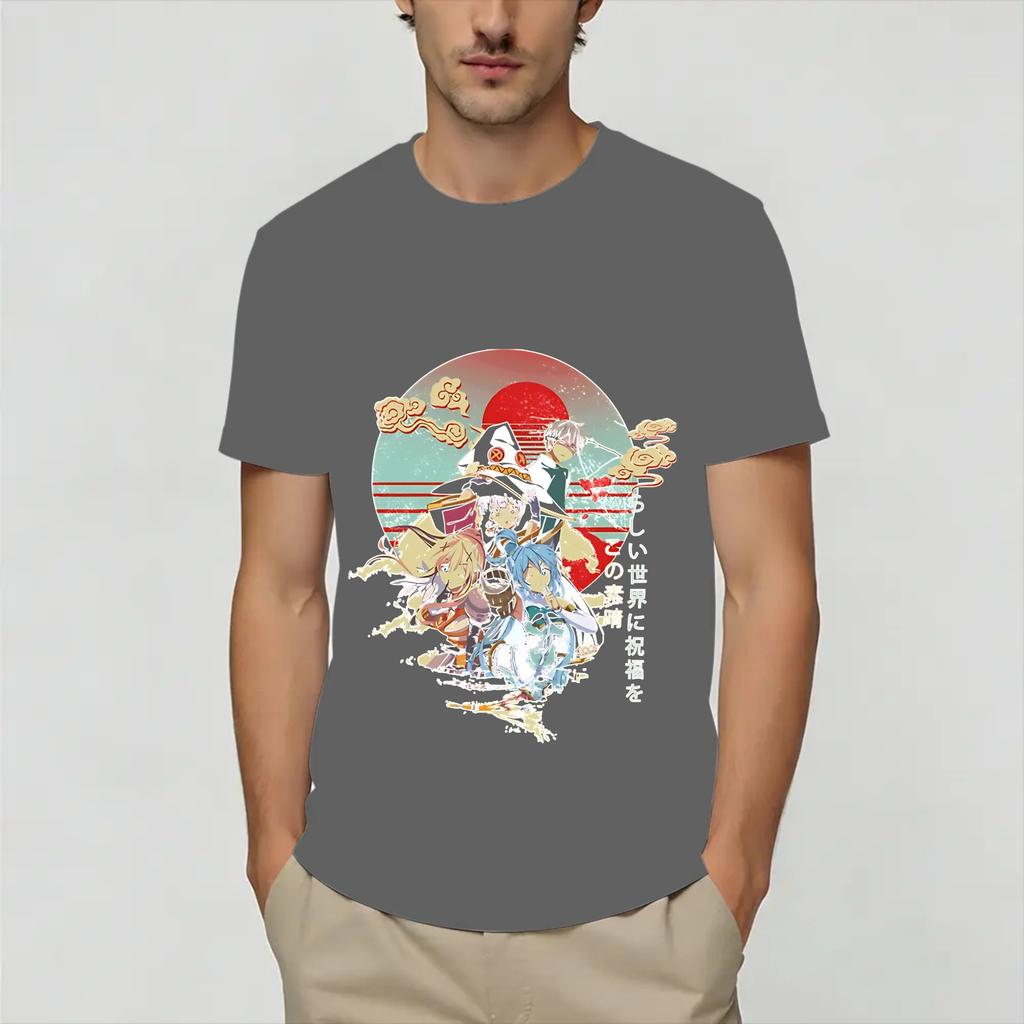 Megumin KonoSuba Reines Baumwoll-T-Shirt Für Unisex Sommer Y2K Basic T-Shirts Rundhals Trendige T-Shirts Große Größen Design Tops
