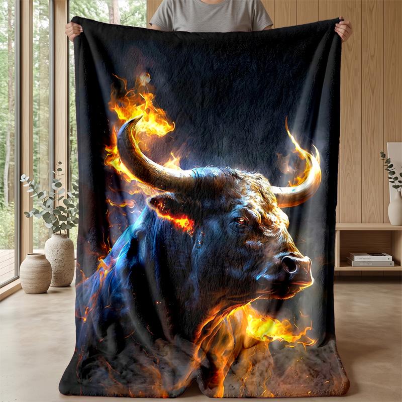 Festive Highland Cow Decoration Theme Blanket Lightweight Warm Flannel Blanket Decorative Throw Blanket for Home Decoration