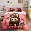 Cute Bunny Character Flower Design Bedding Duvet Cover Set Duvet Cover Pillowcases  (1*Duvet Cover 2*Pillowcases, Without Duvet Insert)
