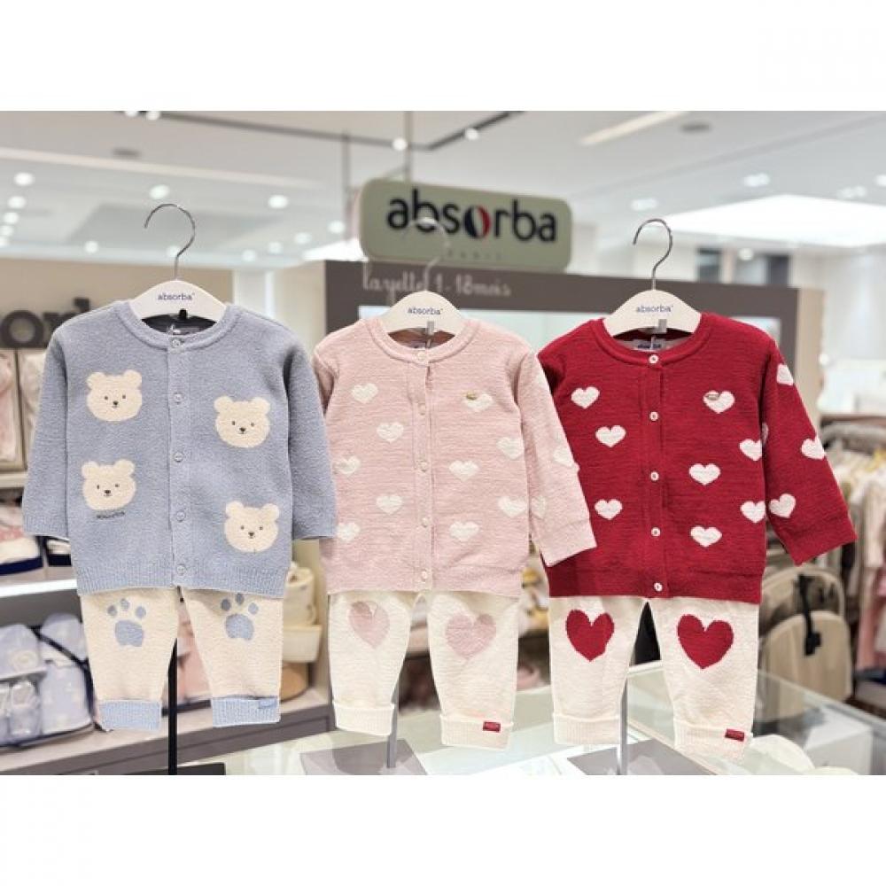 Absorba Maternity Gift 3 Options Knit Cardigan Set Pick 1  Pink  Red  Indie Blue red/80(6-12M)