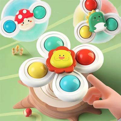 3Pcs/set Suction Cup Spinning Cartoon Animal Spinner Toys for Kids Window High Chair Tray Bath Table Travel for Children Gift