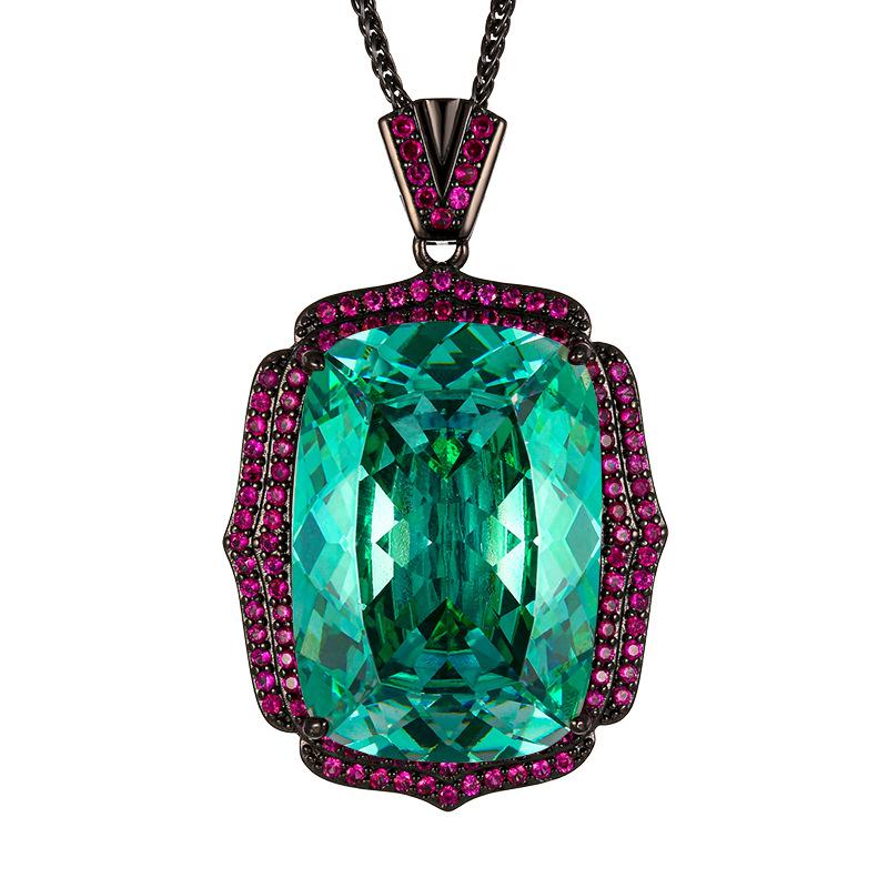 Jewelry Copper Bottom Gold-Plated Simulation Nordic Blue Temperament Black Gold Pendant Necklace Main 20 * 28