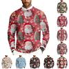 Men's Christmas Printed Crewneck Long Sleeve Ribbed Knit Pullover Sweater | Relaxed Fit Casual Business Knitwear For Holiday Parties & Daily Wear