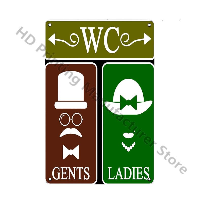 Toilet Wall Decoration Pub Vintage Metal Sign Home Funny Decor Toilet Tin Sign WC Lavatory Toilettes Wall Art Bathroom Restroom