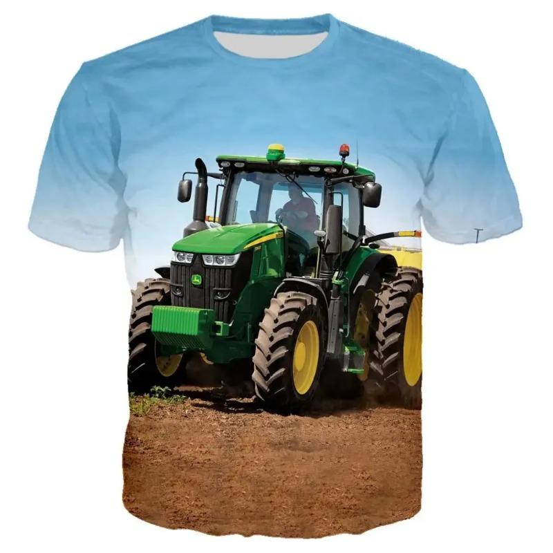 Cool 3D Tractor Print Kids Clothes Boys Tshirt Short Sleeve Fashion Children Summer Clothes Outdoor Active Children's Clothing