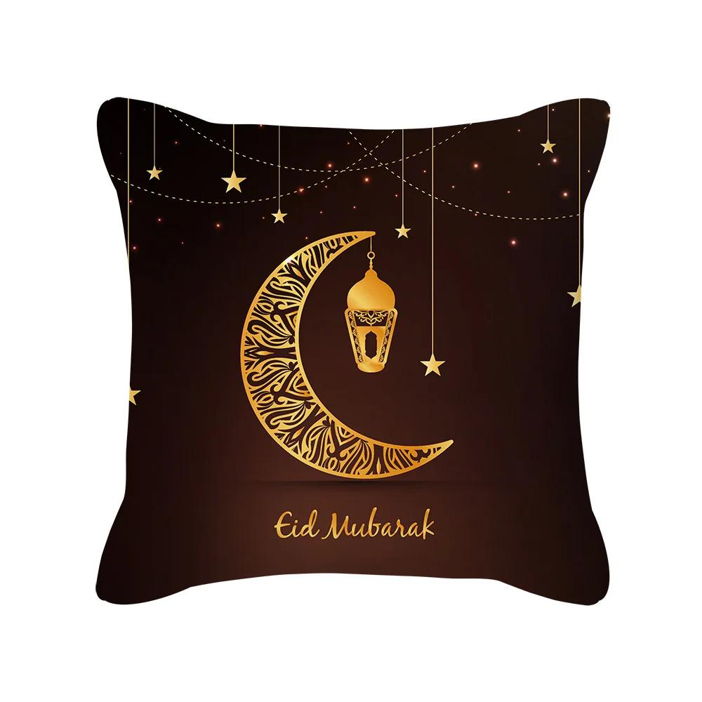 Ramadan Decorative Pillow Cover Moon Lantern Islamic Muhammad Holiday Cushion Cover Indoor Home Sofa Decor Polyester Pillowcase
