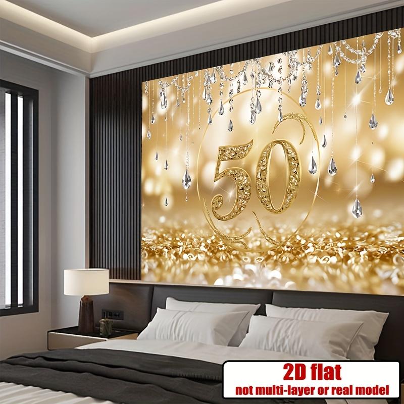 2D planar banner 1 piece 50th anniversary background decorative background photo prop polyester fabric banner decoration item