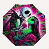 1 Auto Open Jack Skellington, Sally Themed Colorful 8-rib Portable Umbrella for Men and Women, A Compact Commuting Companion Suitable for Da