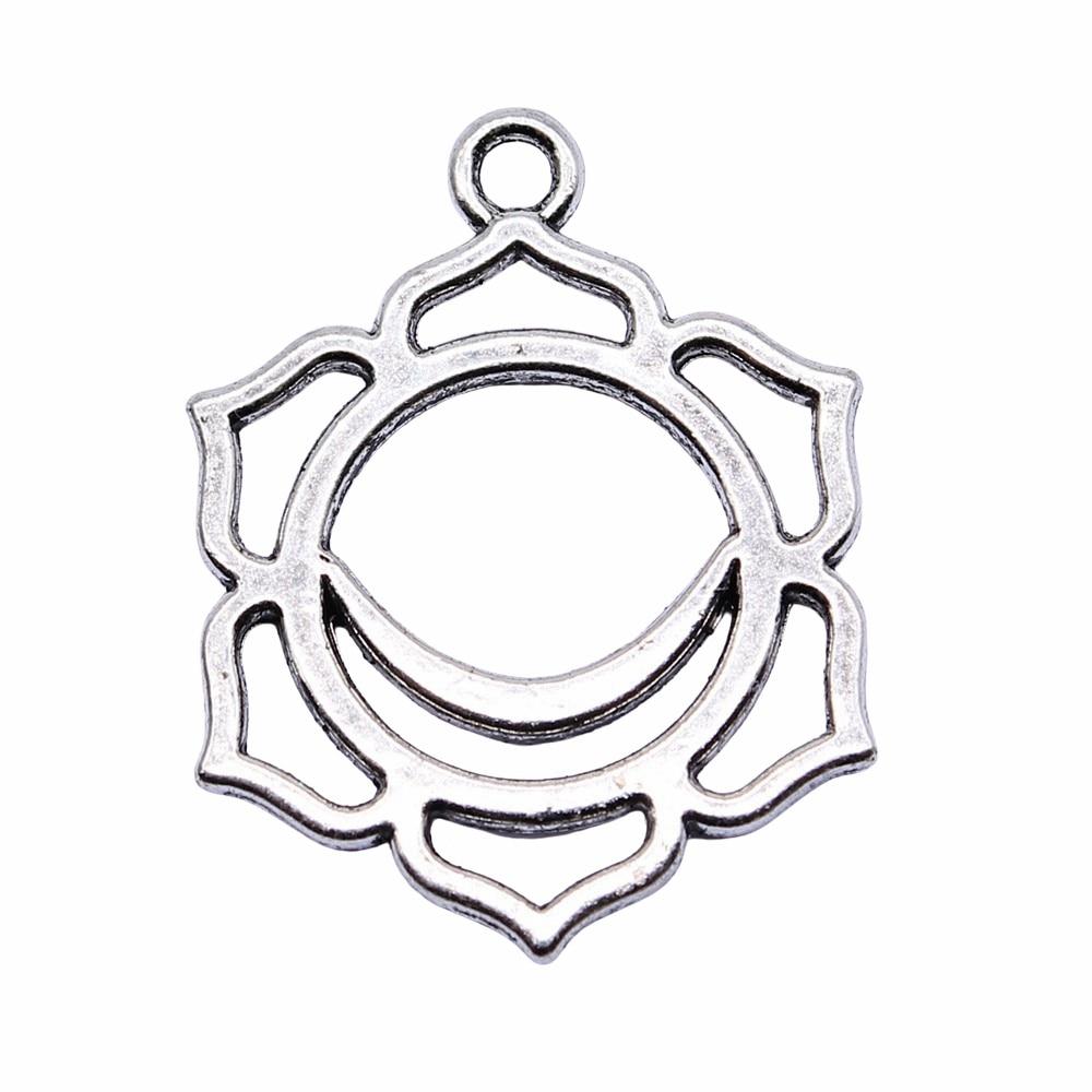 

7шт Чакра Шармы Шармы Античное серебро Цвет Цинковый сплав 30X24mm