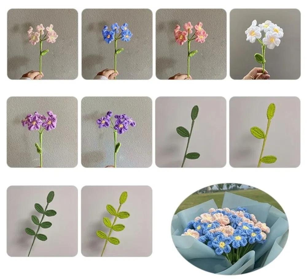 

Woven Artificial Flowers Handmade Braided Fake Floral Crochet Bouquet Decoration Graduation Gifts