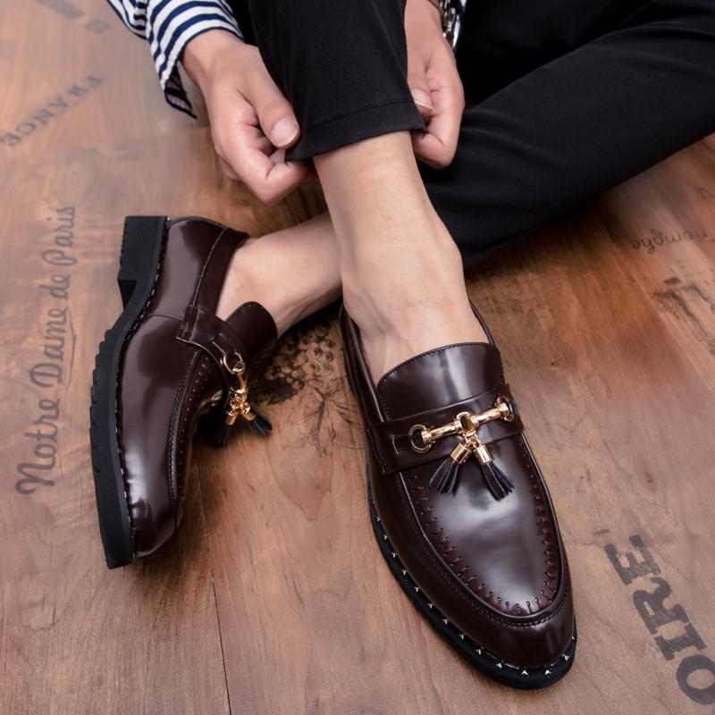 Fashion Men Comfortable Slip on Business Casual Shoes Leather Loafers Fashion Men Thick Soled Hot Sale Moccasins Man Handmade Leather