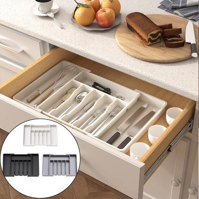 Storage Box Expandable Cutlery Drawer Organizer Dividers Plastic Silverware Utensil Tray Drawerstore Multifunctional