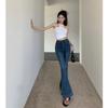 Jeans women's Hong Kong style retro high waist summer new small thin versatile micro flared pants trousers