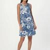 Women's Fashion Beach Dress Sleeveless Round Neck Floral Print Dress