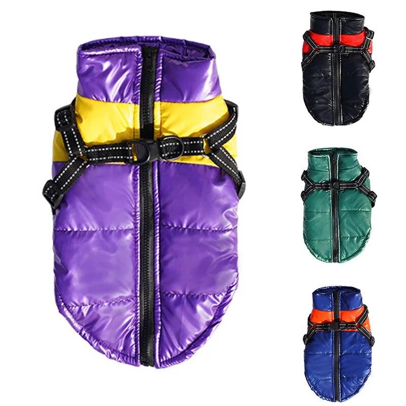 Pet Dog Jacket with Harness Waterproof Cotton Dog Coat for Small Medium Dogs Warm Thicken Windproof Dog Clothes French Bulldog Chihuahua Costume