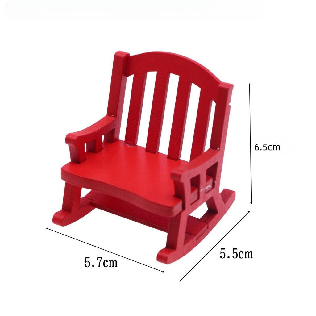 112 Dollhouse Miniature Wooden Mini Rocking Chair Model Furniture Accessories For Doll House Decor Kids Pretend Play Toys Diy