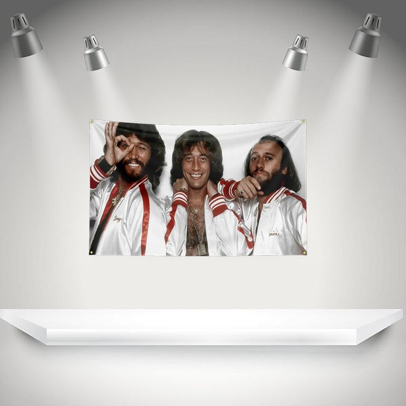 B-bee gees Flag Rock Music Band Banner HD Printing Tapestry Exhibition, Music Band Fans, Garage Decor