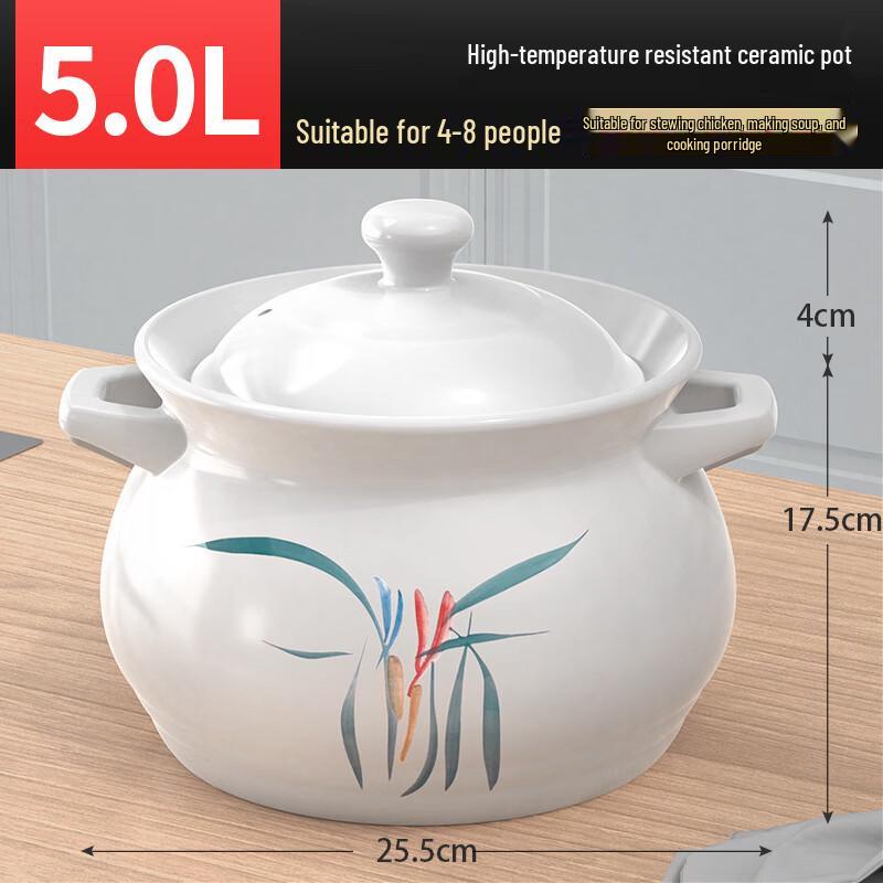 WUHE 5L Ceramic Clay Pot for Gas Stoves