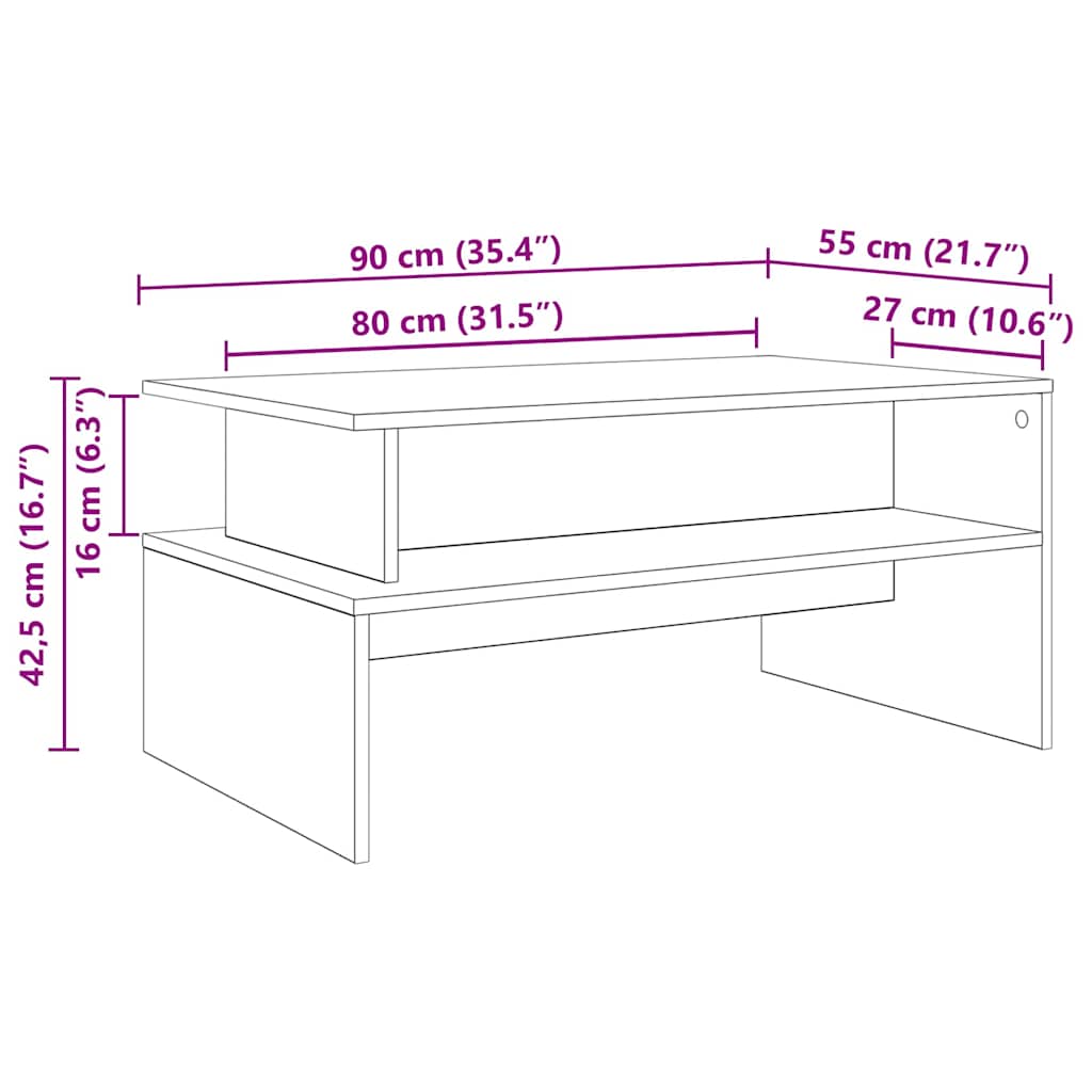 Coffee Table Reclaimed Wood 90 x 55 x 42.5 cm Engineered Wood