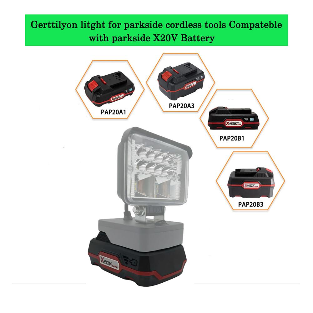 Work Light Compatible PARKSIDE X20V TEAM 20V Lithium Battery Rechargeable Jobsite Light