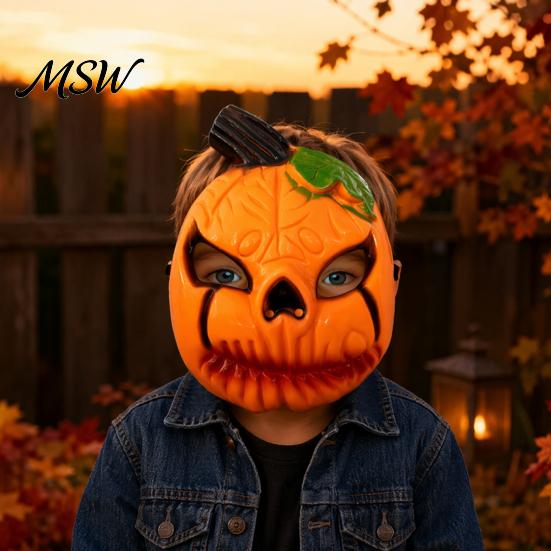 Hard Material Horror Mask Halloween Pumpkin Face Mask, Scary Lantern Party Comfortable Cosplay Breathable Costume Props for Secret Room Games Prop