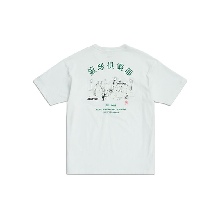 

Li-Ning Неделя моды в Париже, серия SS20, модная свободная футболка с коротким рукавом, мужские топы, белые AHSQ071-1