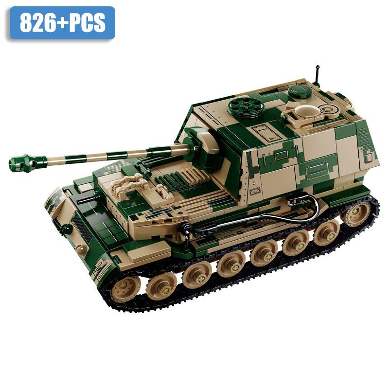 Военный истребитель танков Ягдпанцер ТИГР/P Модель танка-истребителя Вторая мировая война Строительные блоки Кирпичи WW2 Бронированная машина Игрушки Для детей Подарки