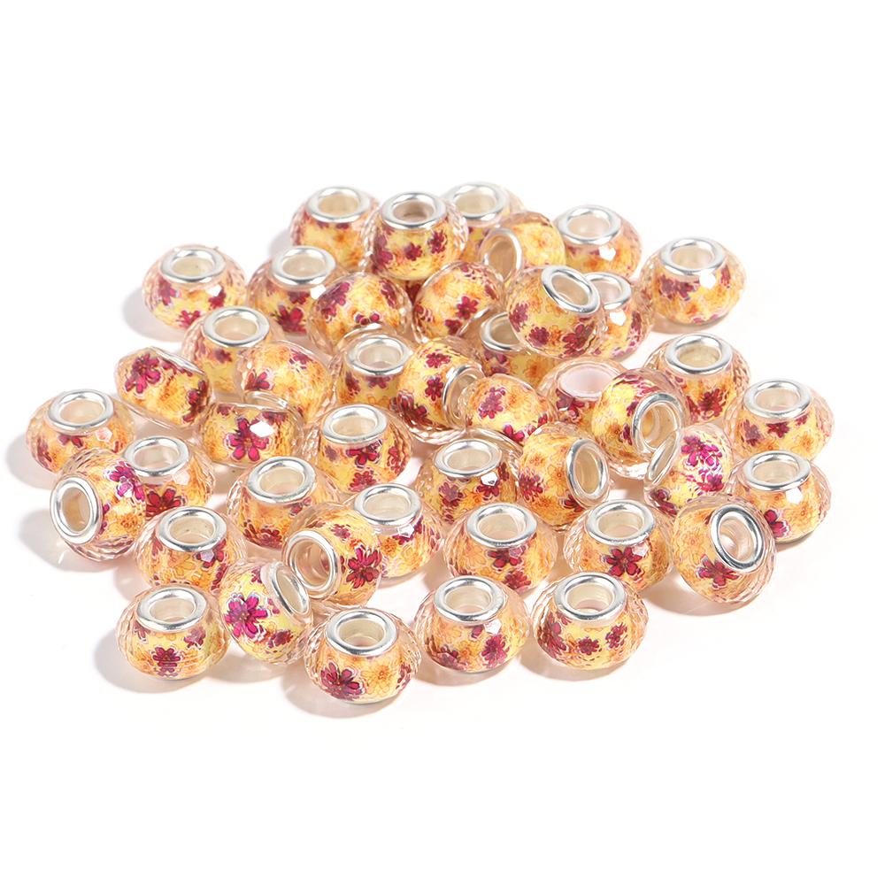 10Pcs/Lot 14×9mm Resin Beads Orange Cut Large Hole Loose Beads For DIY Handcraft Colorful Bracelet Necklace Jewelry Accessories