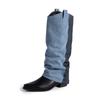 Pointed Pleated High-heeled Piled Boots Women's Autumn and Winter New Thick-heeled Boots But Knee-high Cowboy Boots
