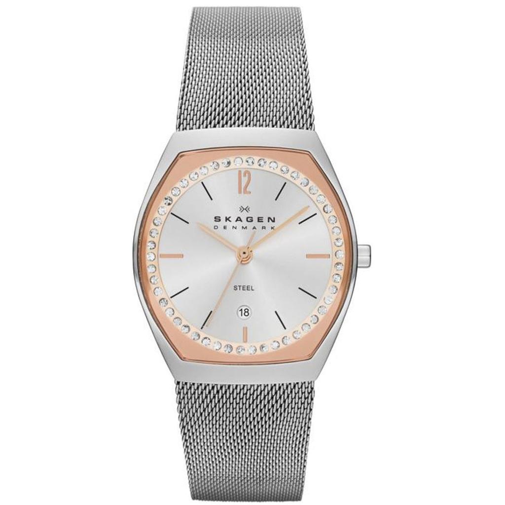 SKAGEN Women Classic White Dial Watch Women's Quartz Watch Mineral 14mm Gold Water Resistant: Round Clasp: Jewelry SKW2051