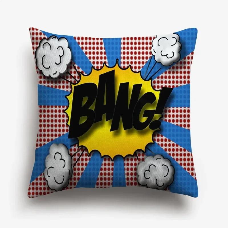 American POP ART Cushion Covers BANG WOW BOOM POW Cushion Cover Home Decorative Linen Pillow Case for Sofa Couch