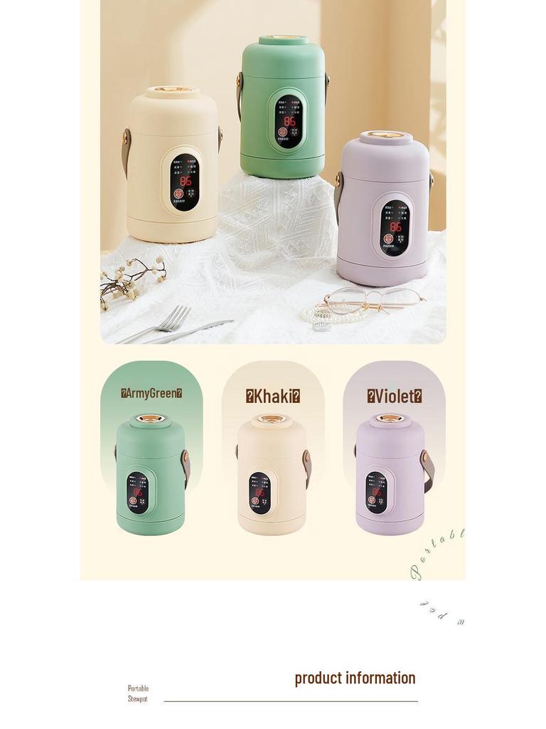 Portable Mini Electric Stew and Hot Pot Cooker - Ideal for Soup, Porridge, and Office Use.