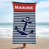 Maritimes gestreiftes Anker-Strandtuch - Marineblau Weiß Schnelltrocknendes Handtuch für Sommerstrand, Pool, Kreuzfahrt, Reisen & Badezimmer