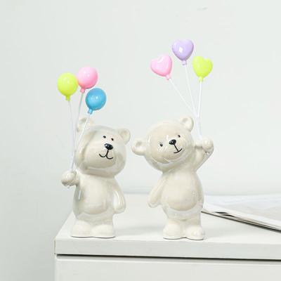 1PC Hot-selling Balloon Bear Ceramic Ornament, Cute Sitting Desktop Decoration, Couple's Souvenir Crafts