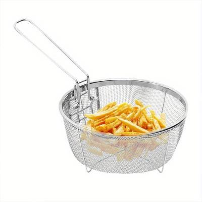 1pc, Frying Basket, Stainless Steel Frying Basket, Kitchen Steam Rinse Strain, Household Fry Basket Strainer, Kitchen Cooking Tool for Fried Food