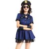 Style Blue Policewoman Play Game Costume Halloween Party Uniform Cute Dress Set