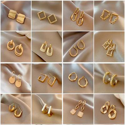 Metal Wind Round Geometric Earrings Niche Simple Versatile Stud Earrings Ins Fashion High-end Earrings