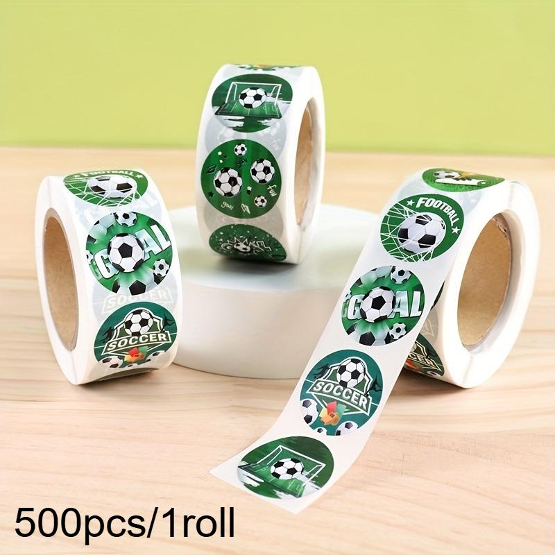 111pcs/Roll Green Football Round Sticker, Ball Themed Party Decorations for Birthday Party, Football Send A Paper Bottle Label