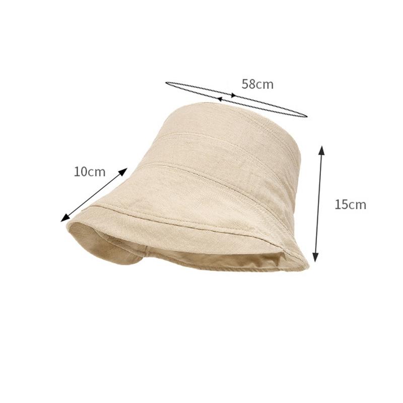 Sombrero de Pescador de Algodón y Lino para Mujer, Verano, Exterior, Protección Solar, Transpirable, Sombrilla, Sombrero de Pescador, Sombrero de Sol