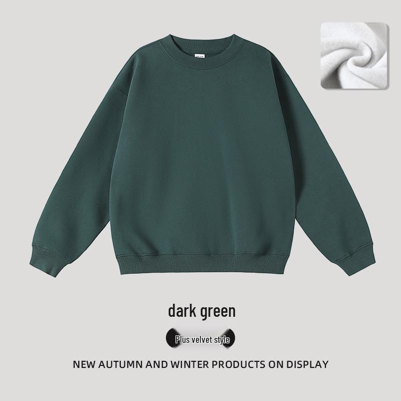 2025 Women's Solid Color Round Neck Sweatshirt - Basic Style, Trendy Brand, Loose Fit, Casual Fleece, Long Sleeve, Hoodless Top